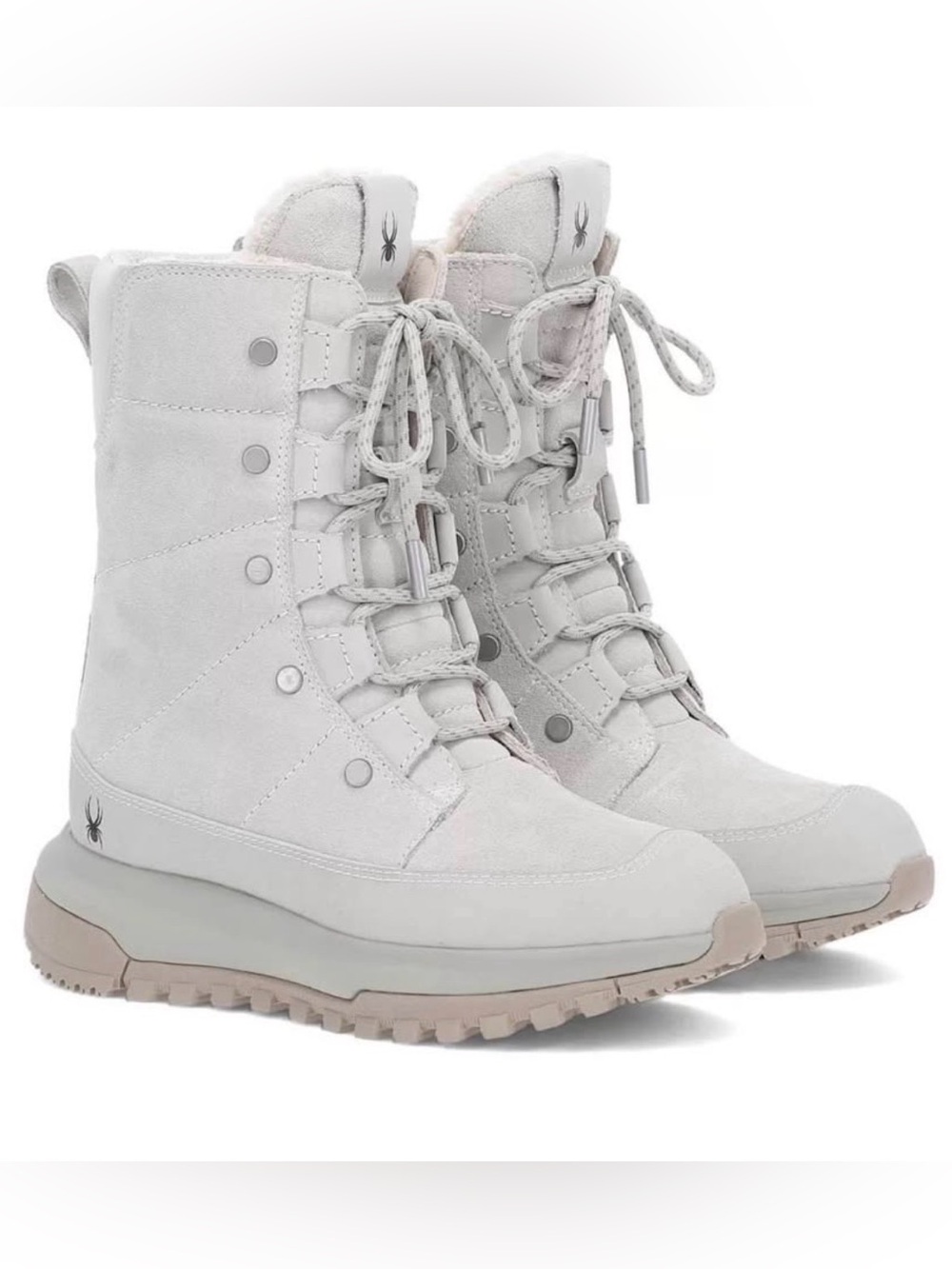 Spyder Women's White Lace-Up Suede Winter Boots Sz 7 NIB